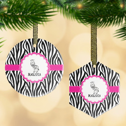 Zebra Flat Glass Ornament w/ Name or Text