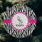 Zebra Frosted Glass Ornament - Round (Lifestyle)