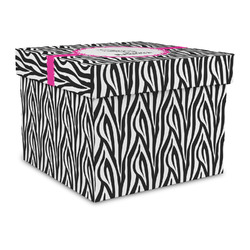 Zebra Gift Box with Lid - Canvas Wrapped - Large (Personalized)