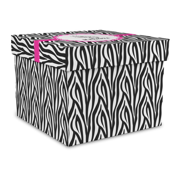 Custom Zebra Gift Box with Lid - Canvas Wrapped - Large (Personalized)