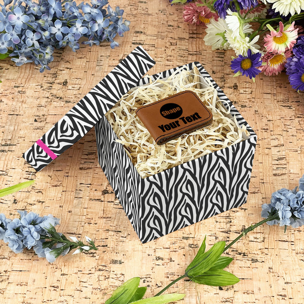 Zebra Gift Boxes with Lid - Canvas Wrapped - Small - In Context