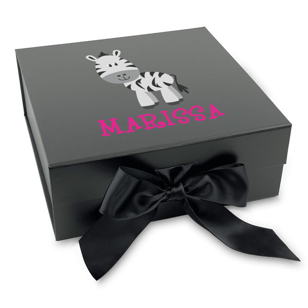 Custom Zebra Gift Box with Magnetic Lid - Black (Personalized)