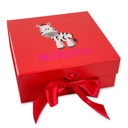 Zebra Gift Box with Magnetic Lid - Red (Personalized)