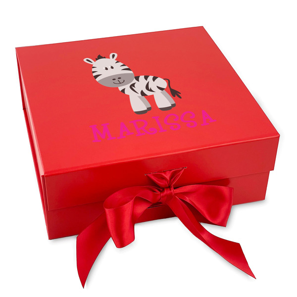 Custom Zebra Gift Box with Magnetic Lid - Red (Personalized)