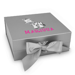 Zebra Gift Box with Magnetic Lid - Silver (Personalized)