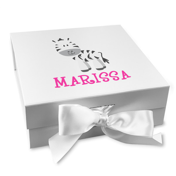 Custom Zebra Gift Box with Magnetic Lid - White (Personalized)
