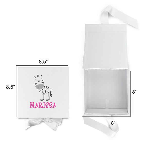 Zebra Gift Boxes with Magnetic Lid - White - Open & Closed