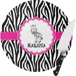 Zebra Round Glass Cutting Board (Personalized)