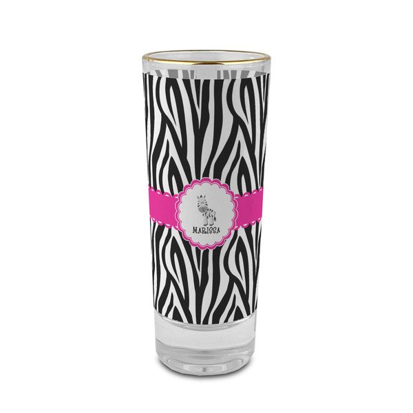 Custom Zebra 2 oz Shot Glass -  Glass with Gold Rim - Set of 4 (Personalized)
