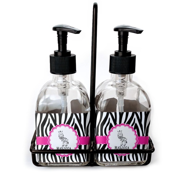 Custom Zebra Glass Soap & Lotion Bottle Set (Personalized)