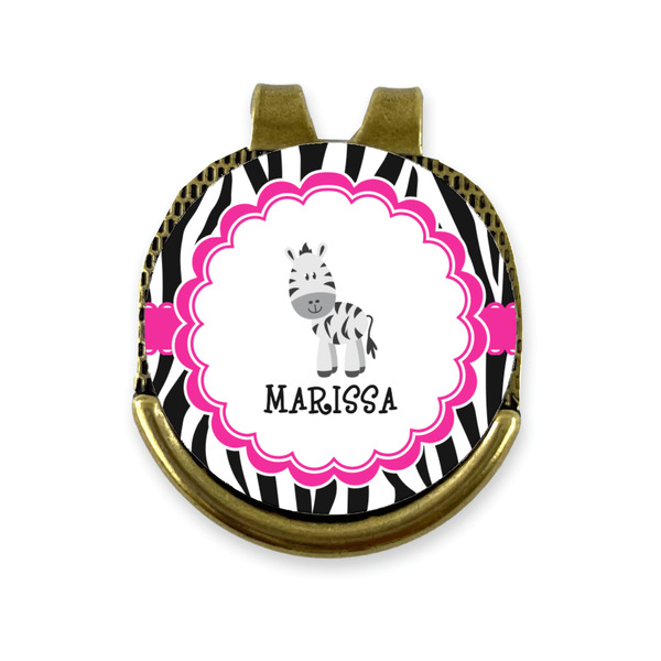 Custom Zebra Golf Ball Marker - Hat Clip - Gold