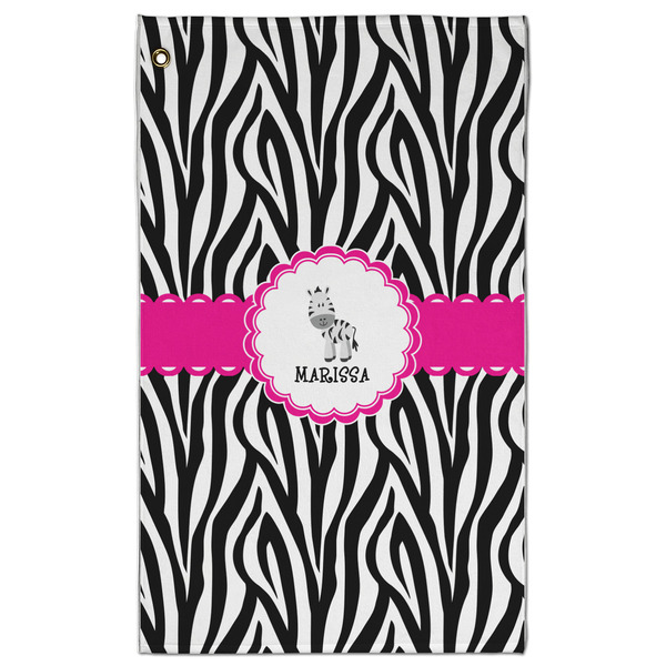 Custom Zebra Golf Towel - Poly-Cotton Blend - Large w/ Name or Text