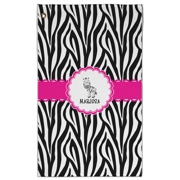 Custom Zebra Golf Towel - Poly-Cotton Blend w/ Name or Text