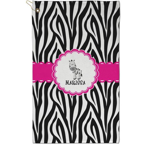 Custom Zebra Golf Towel - Poly-Cotton Blend - Small w/ Name or Text