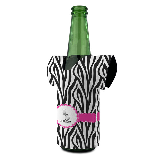 Zebra Jersey Bottle Cooler - ANGLE (on bottle)