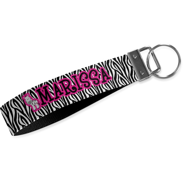 Custom Zebra Wristlet Webbing Keychain Fob (Personalized)