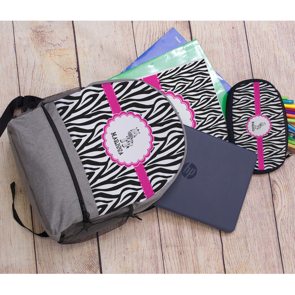 Zebra Large Backpack - Gray - With Stuff