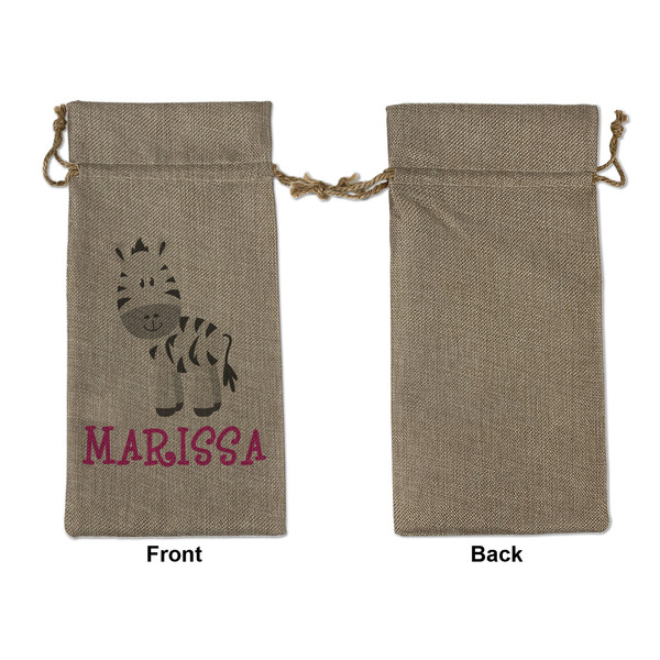 Zebra Large Burlap Gift Bags - Front Approval