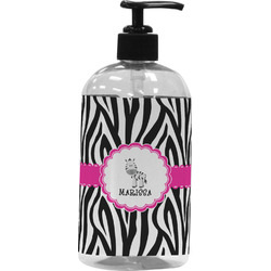 Zebra Plastic Soap / Lotion Dispenser (16 oz - Large - Black) (Personalized)