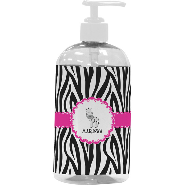 Custom Zebra Plastic Soap / Lotion Dispenser (16 oz - Large - White) (Personalized)
