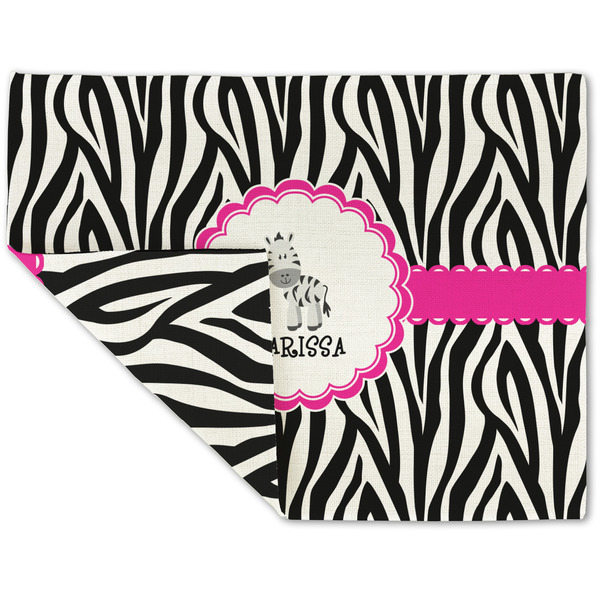 Custom Zebra Double-Sided Linen Placemat - Single w/ Name or Text