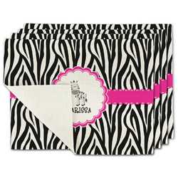 Zebra Single-Sided Linen Placemat - Set of 4 w/ Name or Text