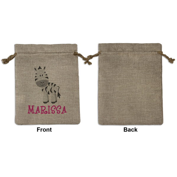 Zebra Medium Burlap Gift Bag - Front Approval