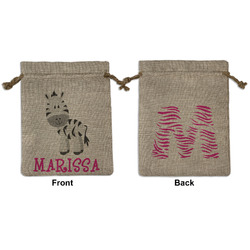 Zebra Medium Burlap Gift Bag - Front & Back (Personalized)