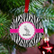 Zebra Metal Ball Ornament - Lifestyle