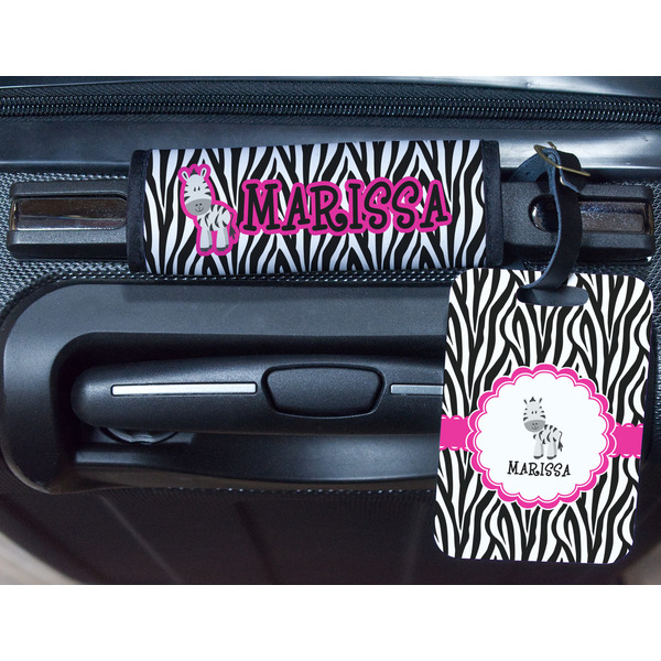Zebra Metal Luggage Tag & Handle Wrap - In Context