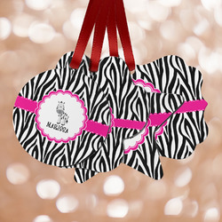 Zebra Metal Ornaments - Double Sided w/ Name or Text