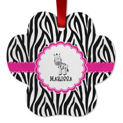 Zebra Metal Paw Ornament - Double Sided w/ Name or Text