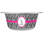 Zebra Stainless Steel Dog Bowl - Small (Personalized)
