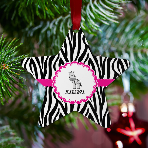 Zebra Metal Star Ornament - Lifestyle