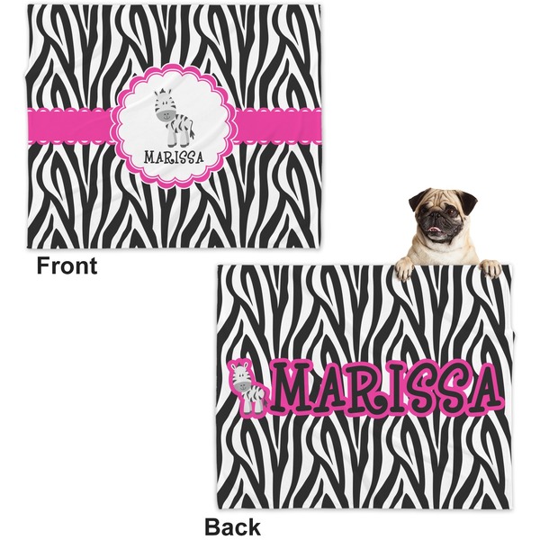 Zebra Microfleece Dog Blanket - Large- Front & Back