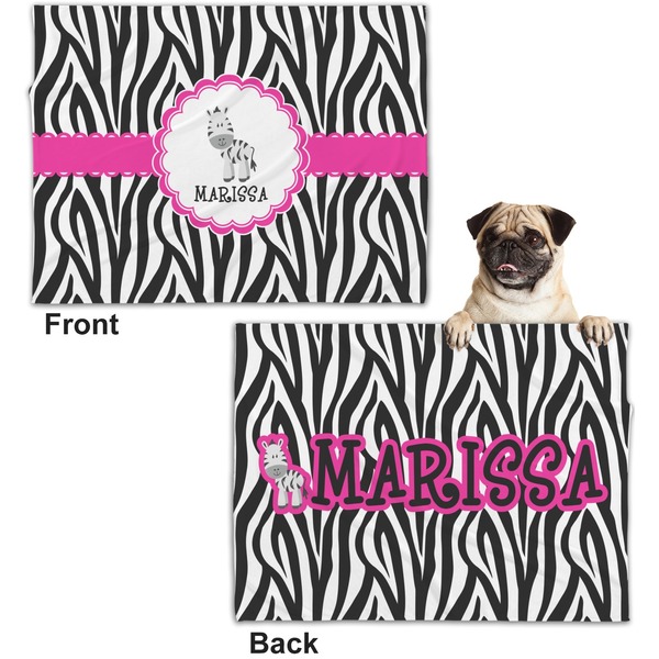 Zebra Microfleece Dog Blanket - Regular - Front & Back
