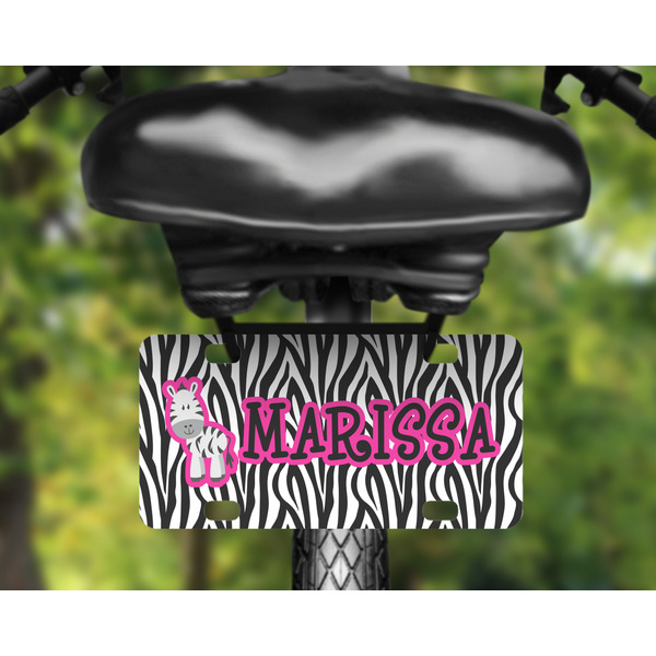 Zebra Mini License Plate on Bicycle