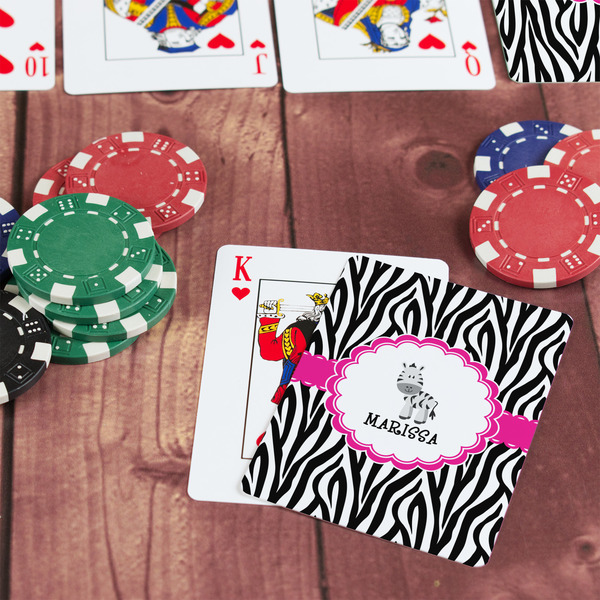 Zebra On Table with Poker Chips