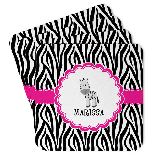 Custom Zebra Paper Coasters w/ Name or Text