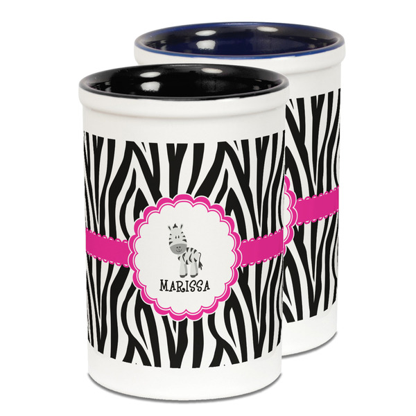 Custom Zebra Ceramic Pencil Holder - Large