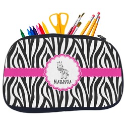 Zebra Neoprene Pencil Case - Medium w/ Name or Text