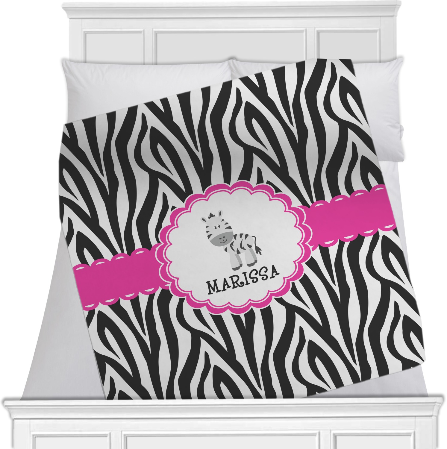Zebra Minky Blanket 40"x30" Double Sided (Personalized