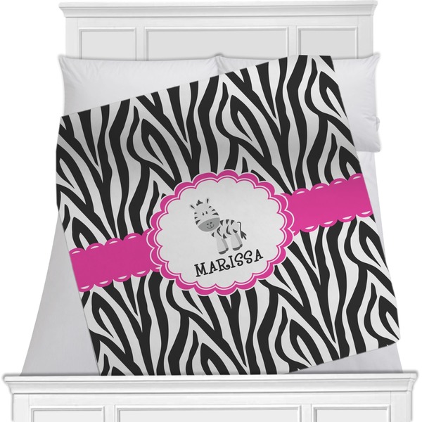 Custom Zebra Minky Blanket - Toddler / Throw - 60"x50" - Single Sided (Personalized)