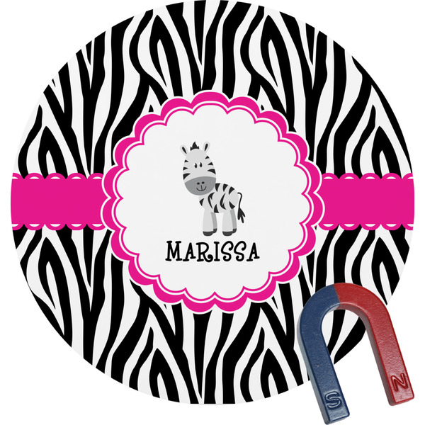 Custom Zebra Round Fridge Magnet (Personalized)