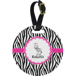 Zebra Plastic Luggage Tag - Round (Personalized)