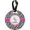 Zebra Plastic Luggage Tag - Round (Personalized)