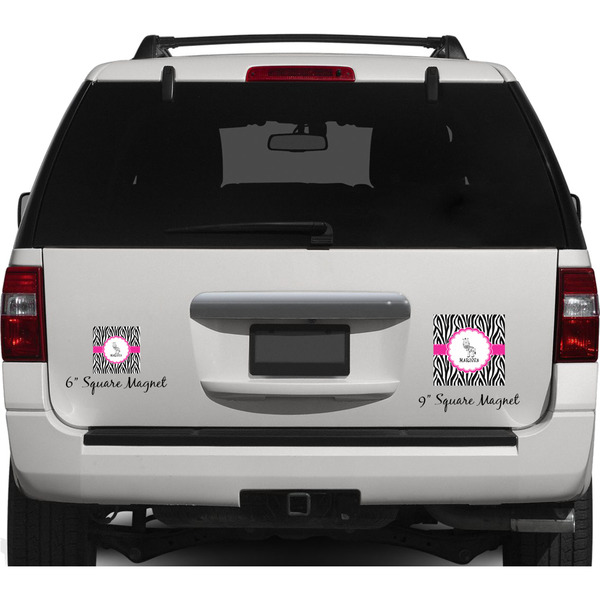 Zebra Personalized Square Car Magnets on Ford Explorer
