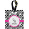 Zebra Plastic Luggage Tag - Square w/ Name or Text