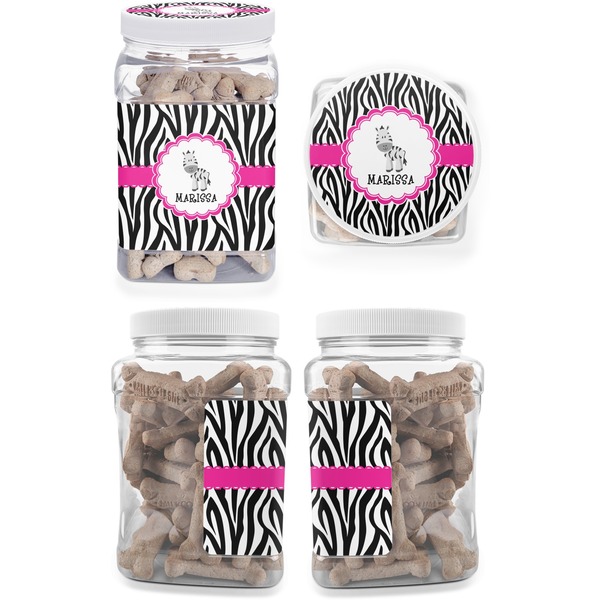 Zebra Pet Treat Jar - Multiple Angles