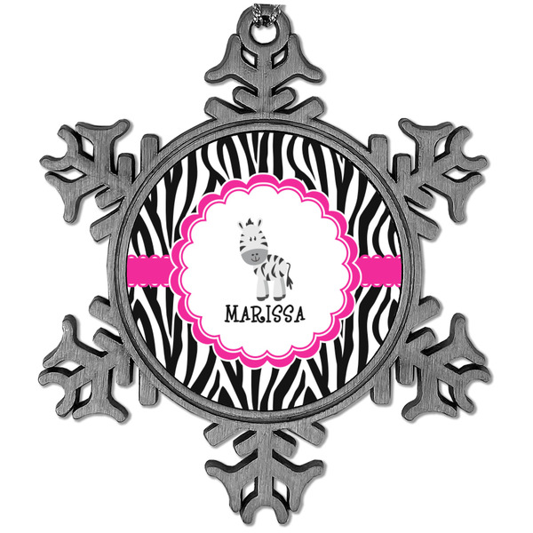 Custom Zebra Vintage Snowflake Ornament (Personalized)